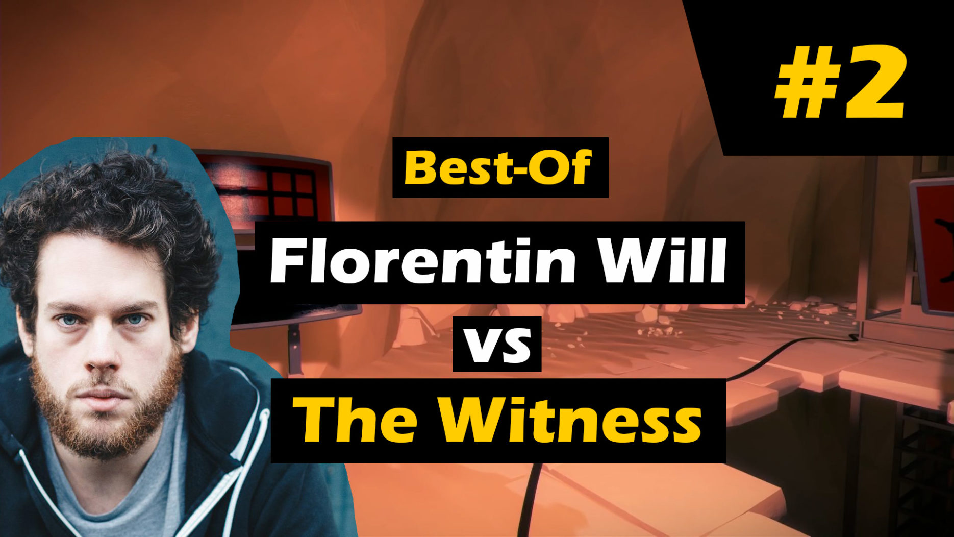 Florentin Will, im Hintergrund das Innere des Wüstentempels von dem Spiel «The Witness»